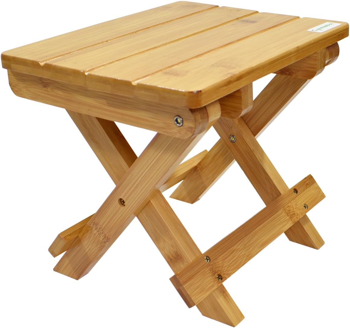 Cyanbamboo Portable Kids Bamboo Stool Mini Folding Stool for Fishing Bathroom Garden Picnic Use Free Assemble