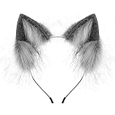 HAOAN Handmade Faux Fur Animal Cat Ears Headband Furry Fox Wolf Hairhoop Headwear Costume Accessory
