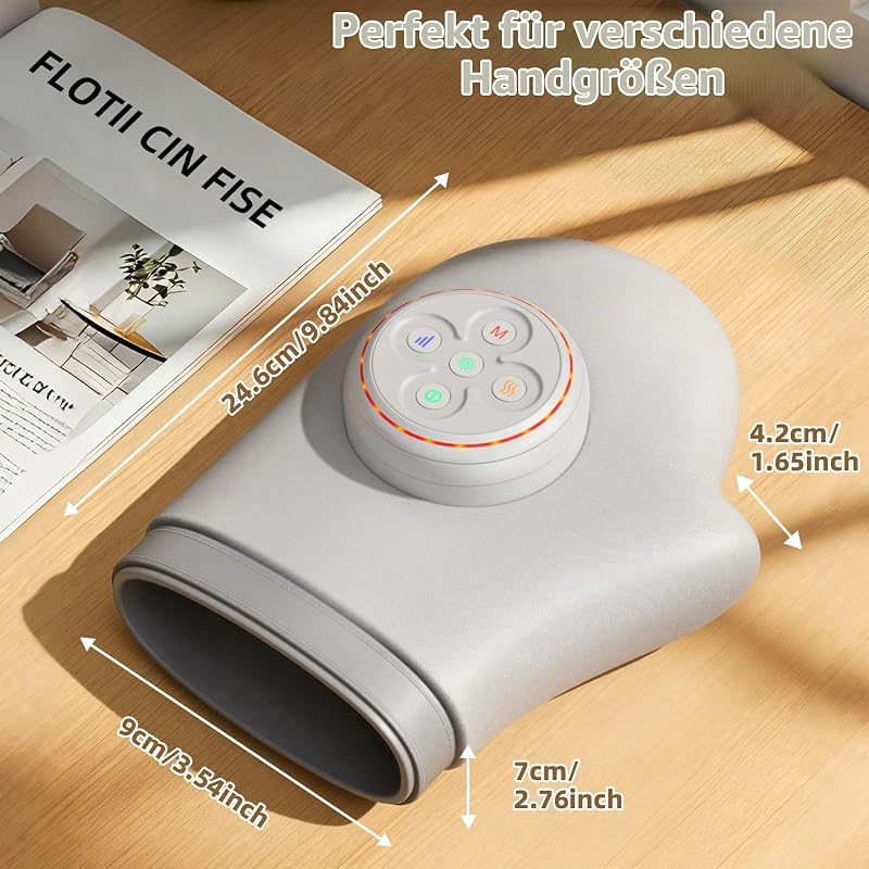 Wireless Handmassagegerät Grau, Wärme, 3 Modi & 5 Intensitätsstufen
