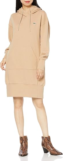 Amazon ラコステ Dresses 公式 裏毛スウェットフーディワンピース レディース ワンピース チュニック 通販