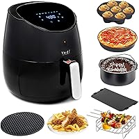 Yedi Total Package Air Fryer, 4 Quart, Deluxe Accessory Kit, Recipes, Black