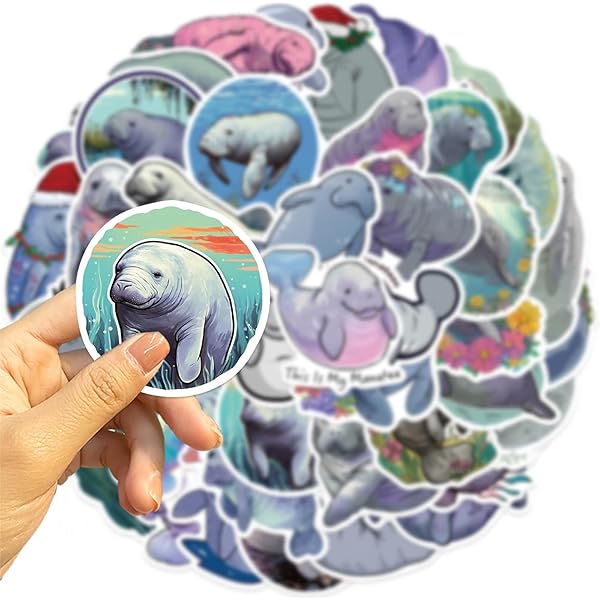Manatee Make-up-Tasche 'Save The Floaty Potatoes' – 23,5x17 Cm, Leinen, Mit Reißverschluss