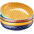 DOWAN Pasta Bowls, 35 oz Large Salad Bowls, 8.5" Serving Bowls Porcelain Prep Plates Bowls Set of 4, Wide and Shallow Bowls f