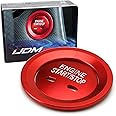 iJDMTOY Red Keyless Engine Push Start Button & Surrounding Ring Compatible with Cadillac Chevy GMC etc, 2pc Aluminum Ring/Cover Set