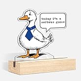 TopXmai Funny Desk Decor,Today I'm a Serious Goose Shaped Acrylic Sign Plaque with Stand for Home Office Desk Decor, Goose Gifts