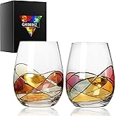 Gnimihz Painted Wine Glasses for Red or White Wine (Set of 2), 18-Ounces, Large Wine Glasses for Cabernet, Pinot Noir, Burgundy, Bordeaux (Painted)