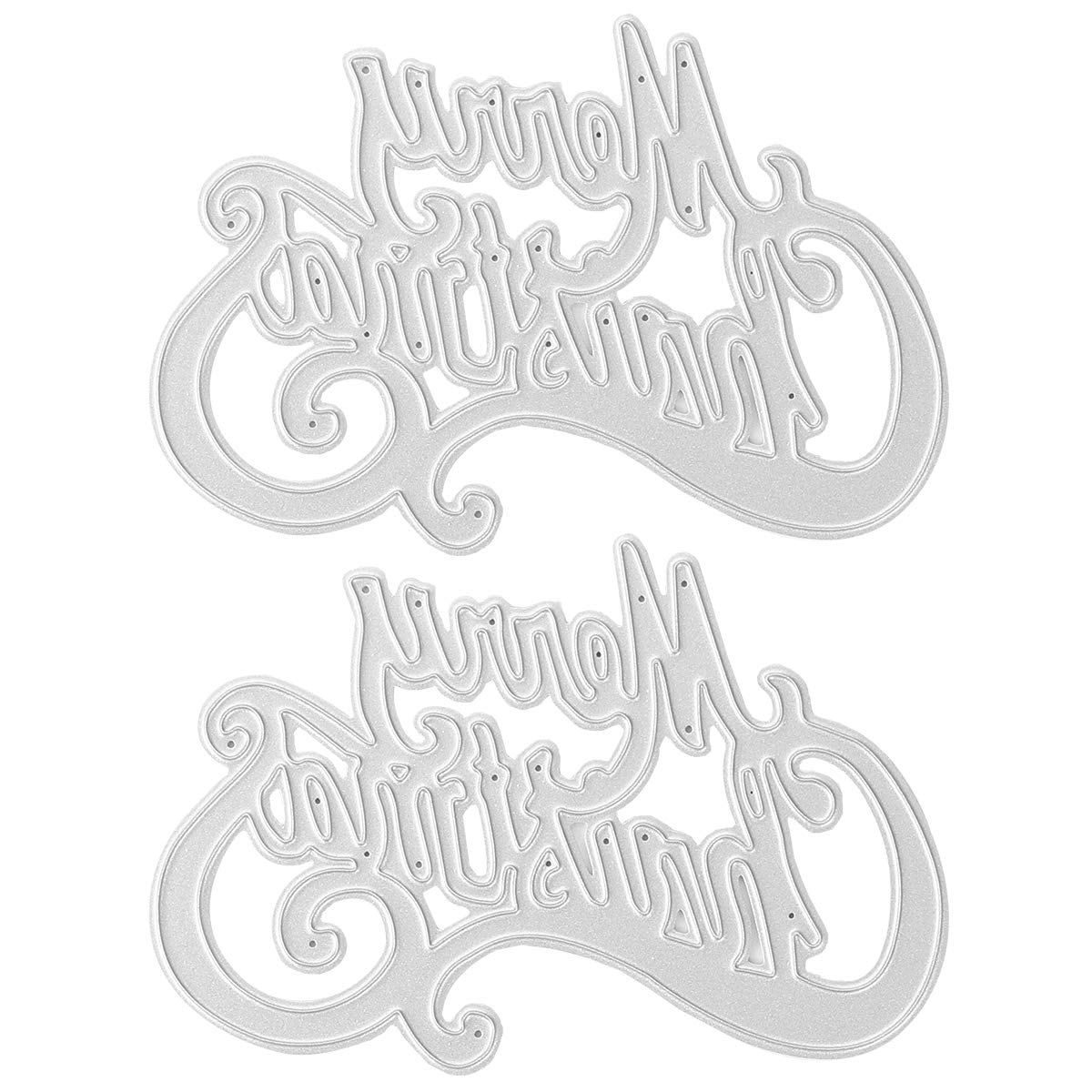 EXCEART 2pcs Merry Christmas Cutting Dies Metal Embossing Stencils Die Cut Template Xmas DIY Craft Supplies for Card Making Embossing Photo Scrapbooking(Silver)