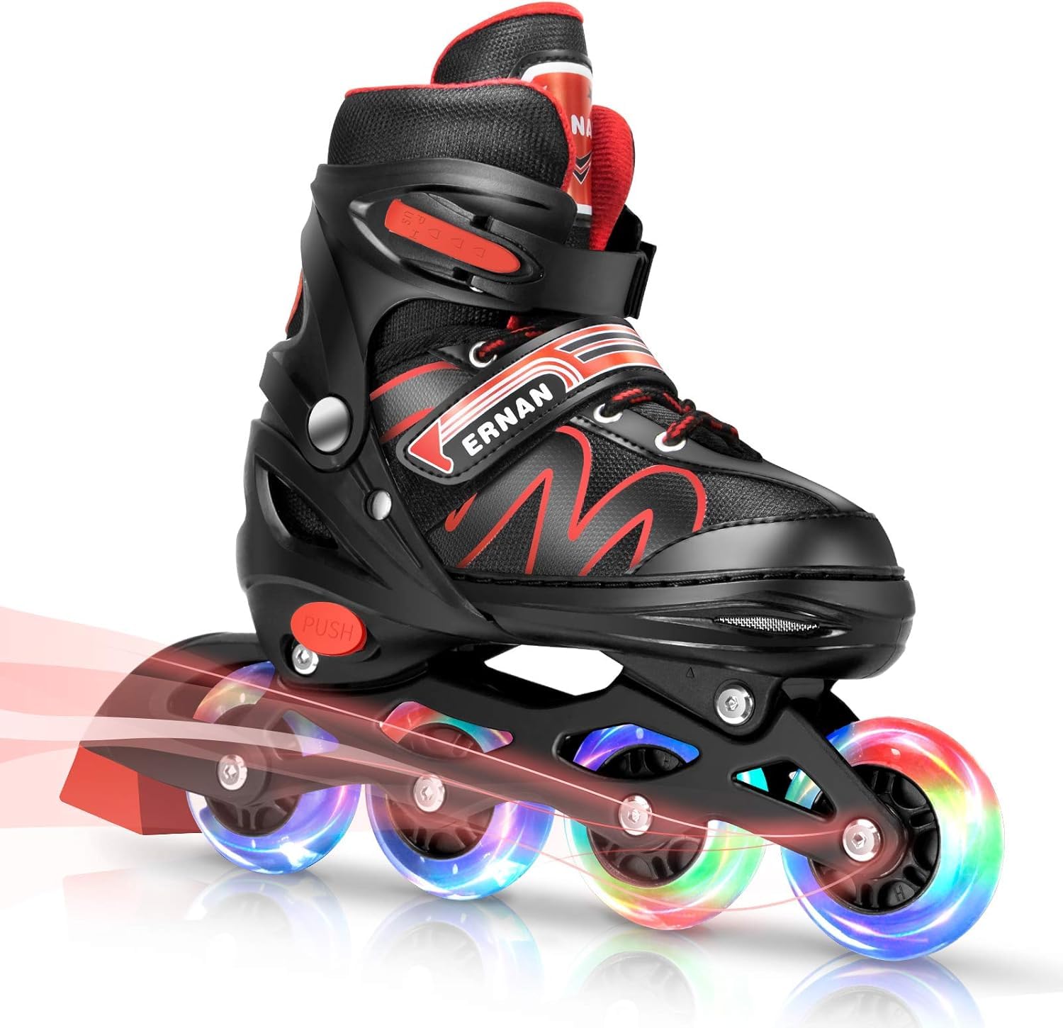 ERNAN Inline Skates,Adjustable Light up Kids Inline Skates, for Boys and Girls,Roller skates for Kids Youth, Beginner (Red, M)