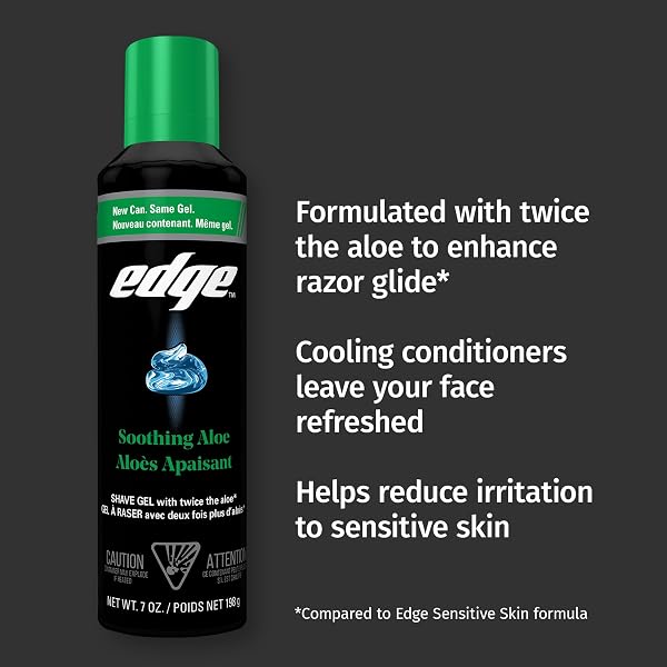 EDGE SHAVING GEL FOR MEN, SOOTHING ALOE WITH TWICE THE ALOE, (6 PACK) – SHAVE GEL FOR MEN THAT MOISTURIZES, PROTECTS AND SOOTHES TO HELP REDUCE SKIN IRRITATION