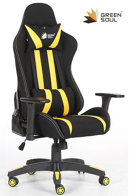 GreenSoul Beast Series Gaming/Ergonomic Chair (Model: GS-600) (Color: Black-Yellow) (Size - Medium) (180? Back Recline) (+3 Colors Available)