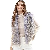 Amazhiyu Women's Faux Fur Crop Open Front Vest Coats Sleeveless Jackets Winter