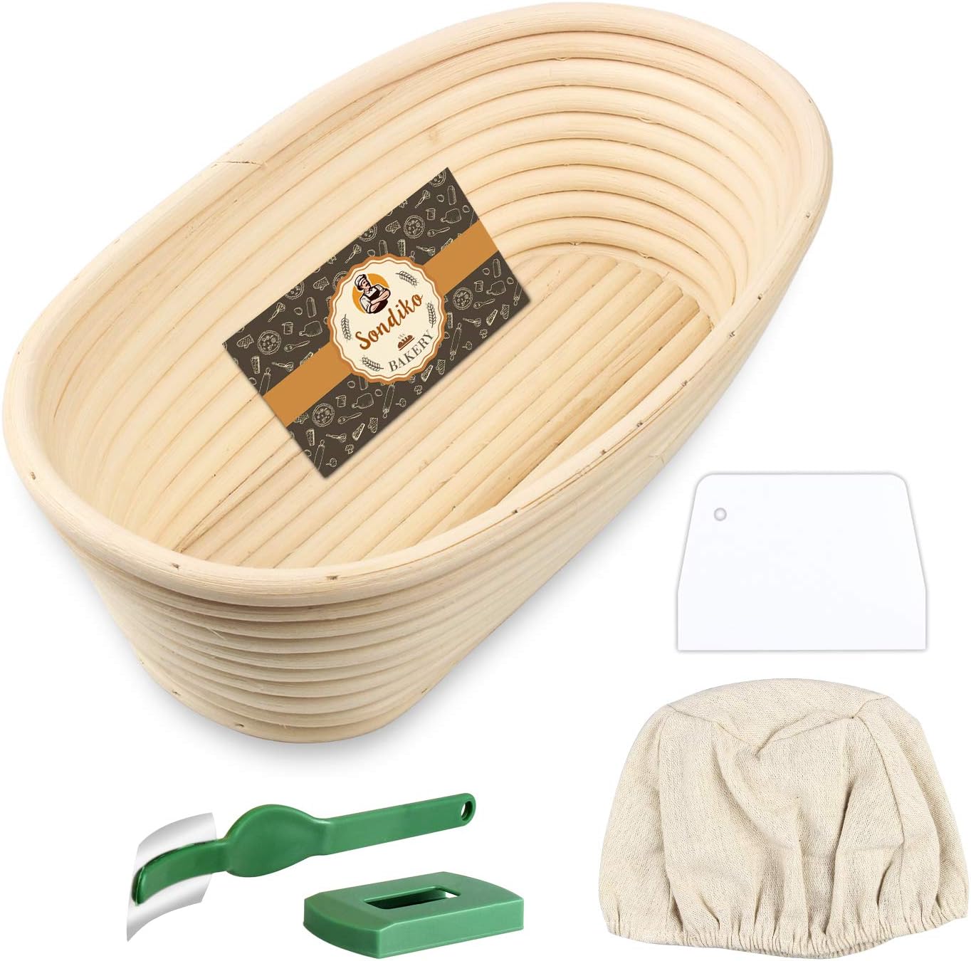 Sondiko Oval Bread Proofing Basket, Handmade Bread Proofing