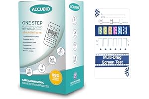 ACCUBIO 6 Panel Multi-Drug Urine Test Dip Screen Card, Testing Instantly for 6 Different Drugs for Home Rapid Test, 99% Accurate Results in 5 Minutes (5PACK)