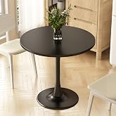 Kasinali Round Dining Table 30" Circle Tulip Table for 4 People,Black | Mid Century Modern Leisure Kitchen Table with Wood Thickened Tabletop Sturdy Metal Pedestal for Small Places Living Room Cafe