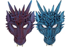 Alodidae 3D Dragon Mask Halloween Party Costume Cosplay for Adults Men, Scary Animal Half Face Masks