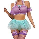 Aranmei Elegant Princess Lingerie Set for Women Costume Halloween Party Outfit with Garter Belt (Not Stockings) S-XXL