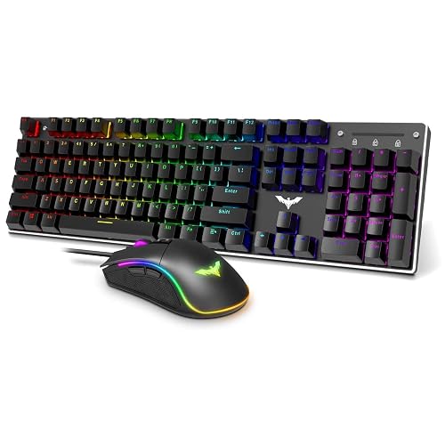 Keyboards Kuwait Computer havit Havit Mechanical Gaming Keyboard and Mouse Combo Blue Switch 104 ...