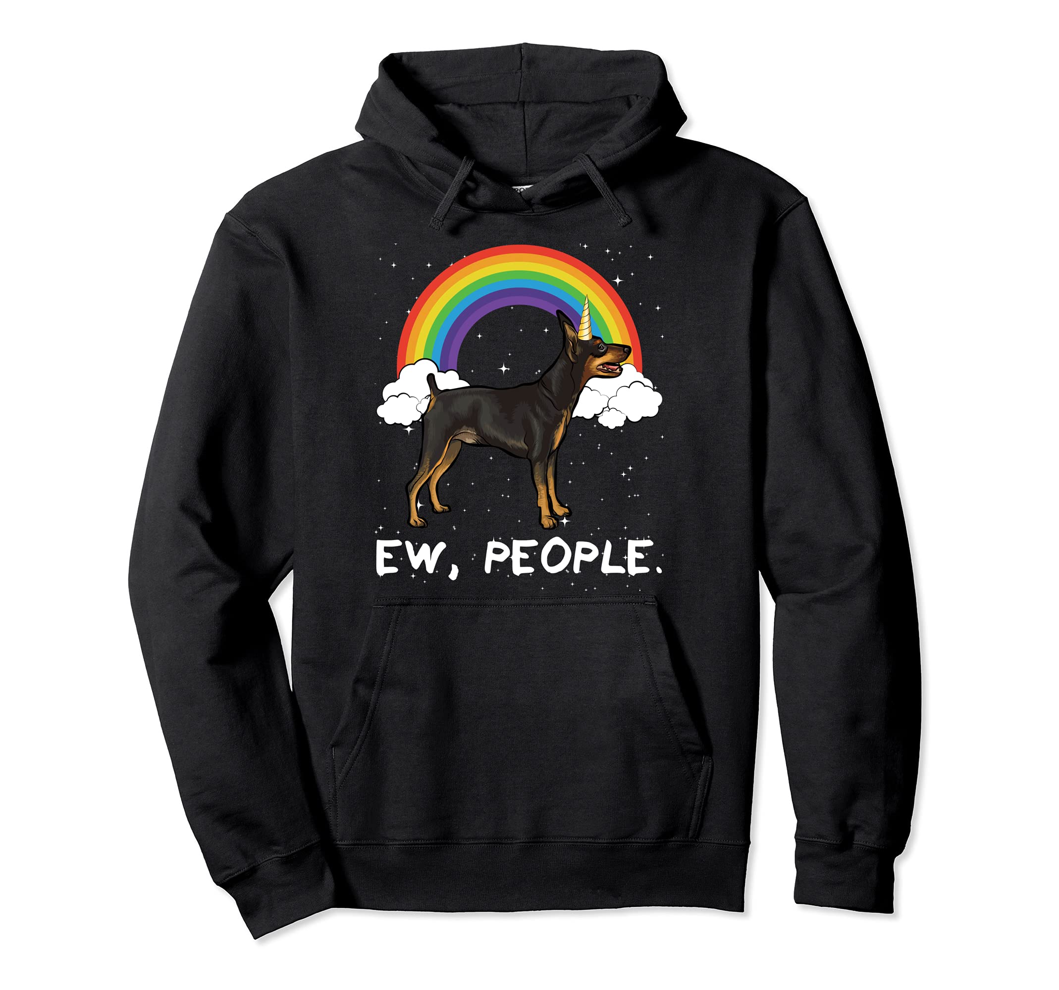 Rainbow Miniature Pinscher Ew People Unicorn Dog Pullover Hoodie