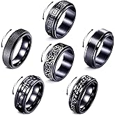 Fidget Rings for Anxiety 4-6pcs Stainless Steel Rings for Men Fidget Ring Black Anxiety Spinner Ring Set for Women Men