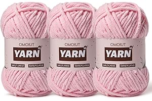 OMOIUT 3 Packs Plush Chenille Chunky Crochet Yarn - Baby Yarn for Crocheting Soft - Velvet Yarns Knitting for Blankets Crafts - Fluffy Amigurumi Yarns 150g / 196.8yds (3 Pink)