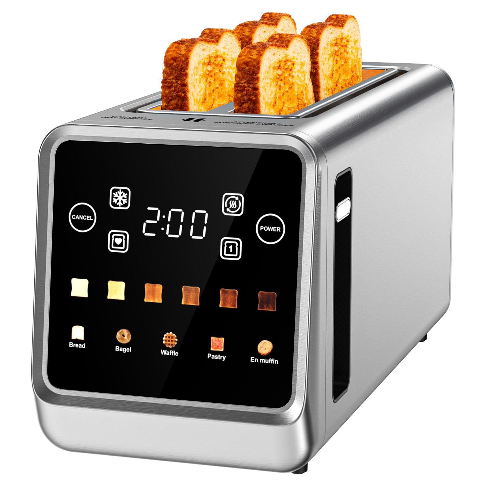 Photo 1 of Toaster 4 Slice Long Slot – 1.5" Wide Slots for Thick Bread, Bagels & Artisan Bread, Stainless Steel with Touchscreen, Countdown Timer, 6 Shade Settings, Defrost & Reheat & Single-Slice Modes