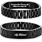 EGHTvmok Valentines Gifts for Husband Christmas Stocking Stuffers Meaningful Husband Birthday Gift for Him from Wife Anniversary Wedding Cool Presents Fathers Day Stainless Steel Link Bracelet 1pcs