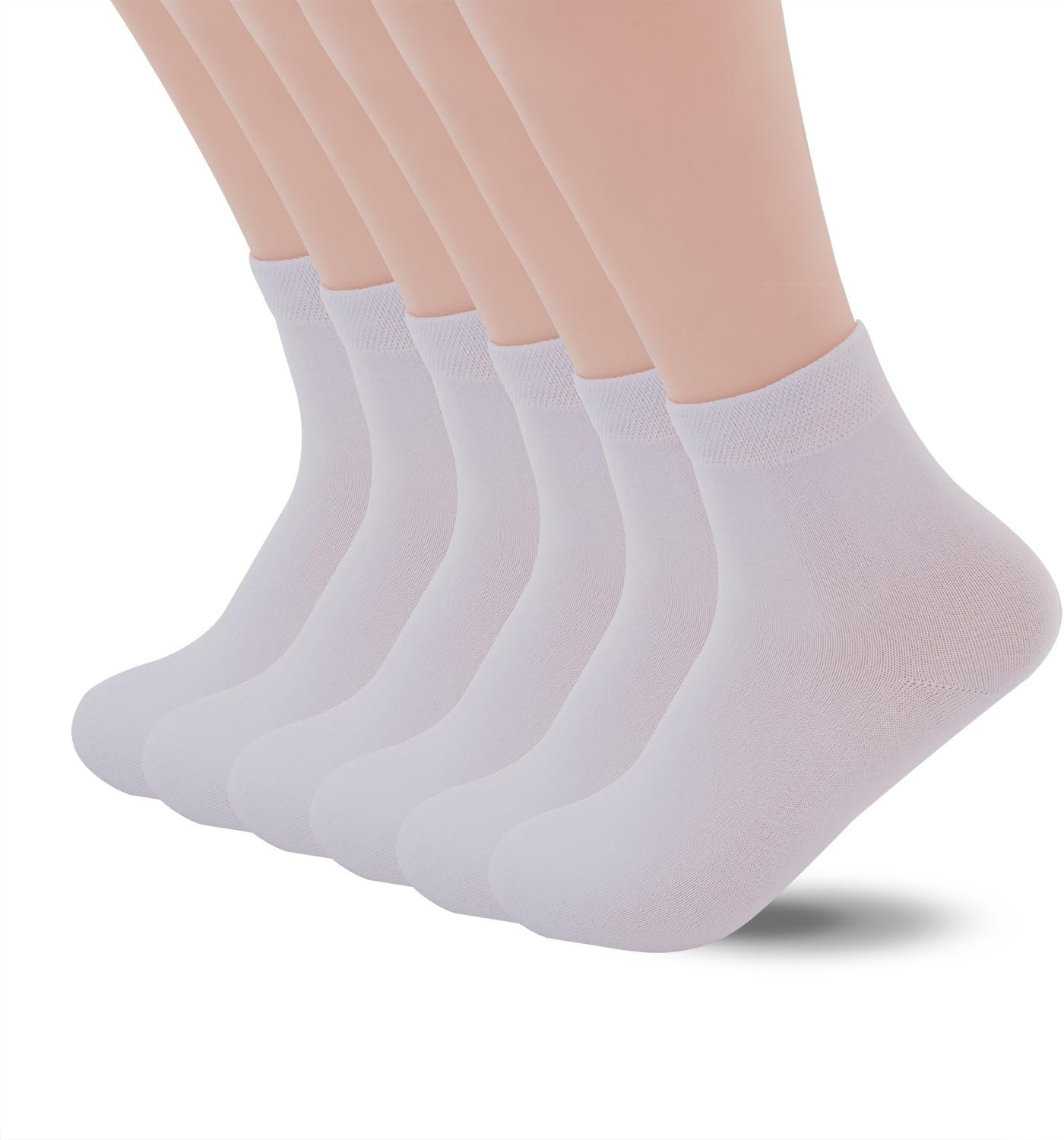 Sixdaysox Men's 6 Pack Sport Anti Odor Antibacterial Deodorant Cotton Performance Athletic Socks Medium White