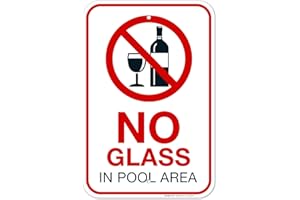 Sigo Signs No Glass in Pool Area Pool Sign, 12x18 Inches, Rust Free .063 Aluminum, Fade Resistant, Made in USA
