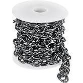 uxcell 9.8Feet Aluminum Link Chain, Link Cable Chain Embossed Double Oval Plated Chain Bulk Craft Jewelry Making Chain Roll for DIY Necklaces Bracelets Anklets, 20x14x2.7mm, Dark Gray