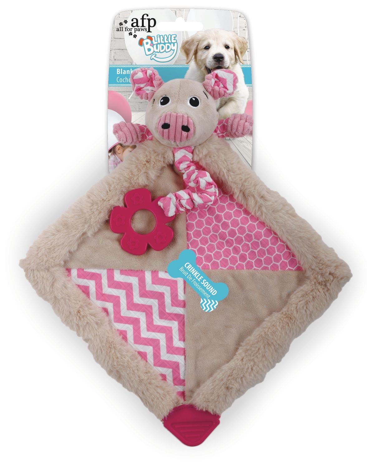 ALL FOR PAWS Little Buddy Blanky Piggy Dog Plush Toy, 2.8 kg Multi