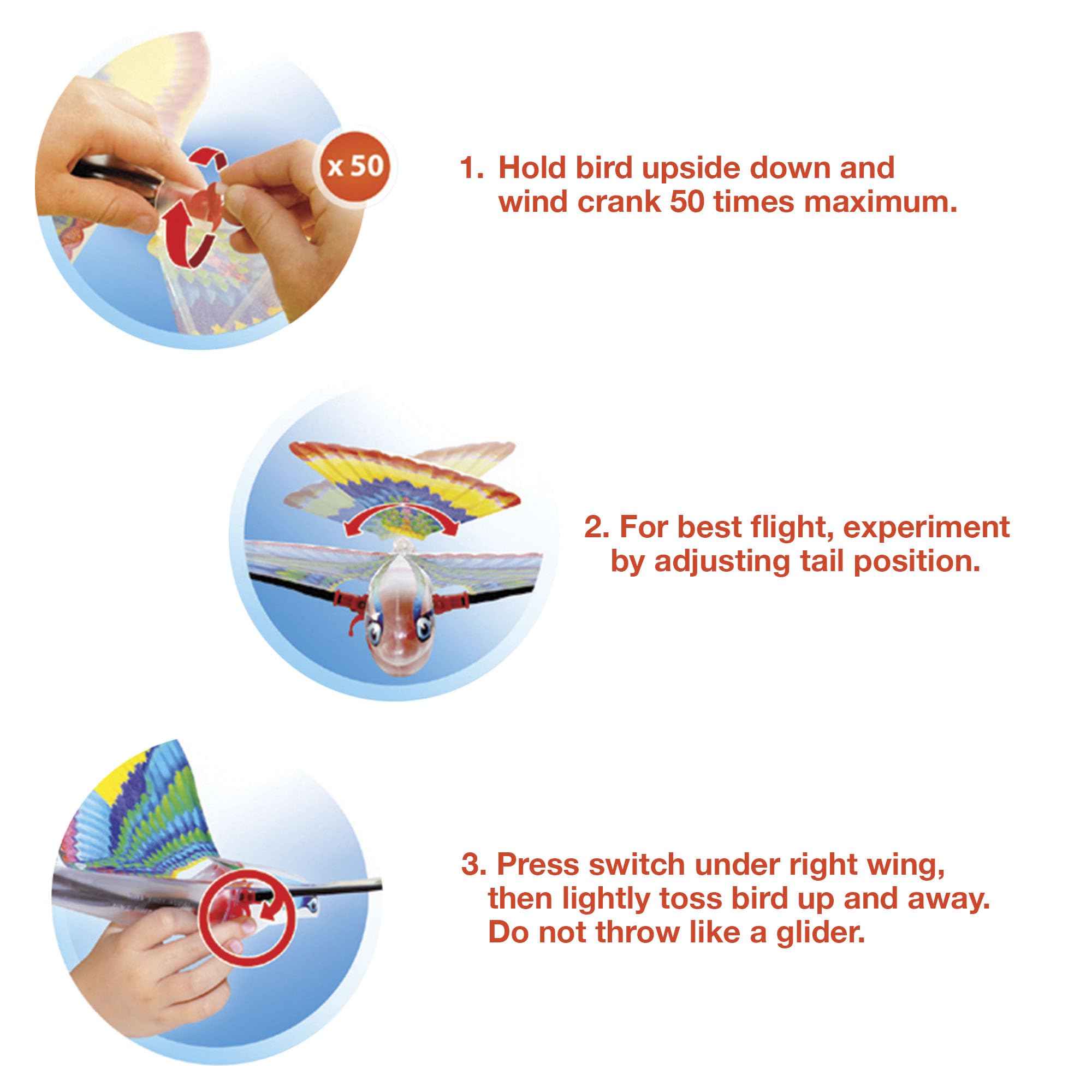 Schylling Tim Bird Flying Toy - Rubberband-Powered Mechanical Bird that Really Flies - Wings Flap and Flies 50 Feet - Ages 7 and Up