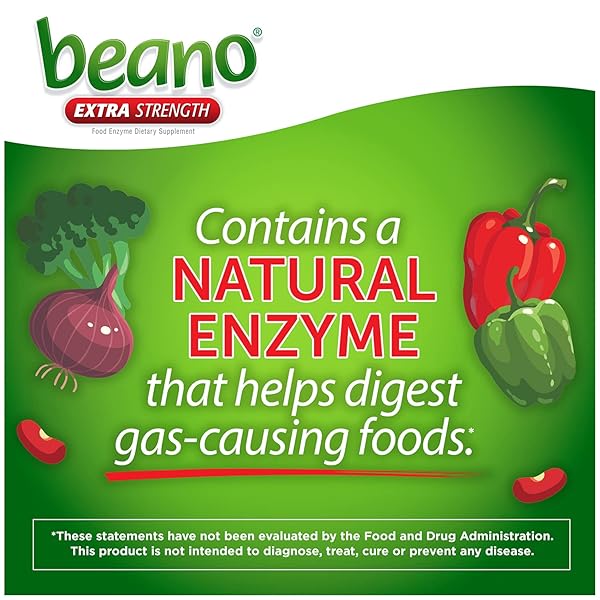BEANO DIGESTIVE ENZYME, PREVENTIVE GAS RELIEF FOR ADULTS, HELPS PREVENT GAS & BLOATING, 100 TABLETS