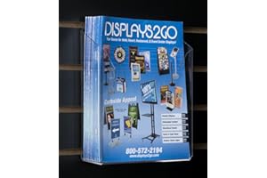 Displays2go Slatwall Magazine Pockets for 8.5x11 Catalogs, Single Pocket Literature Holders - Clear Acrylic