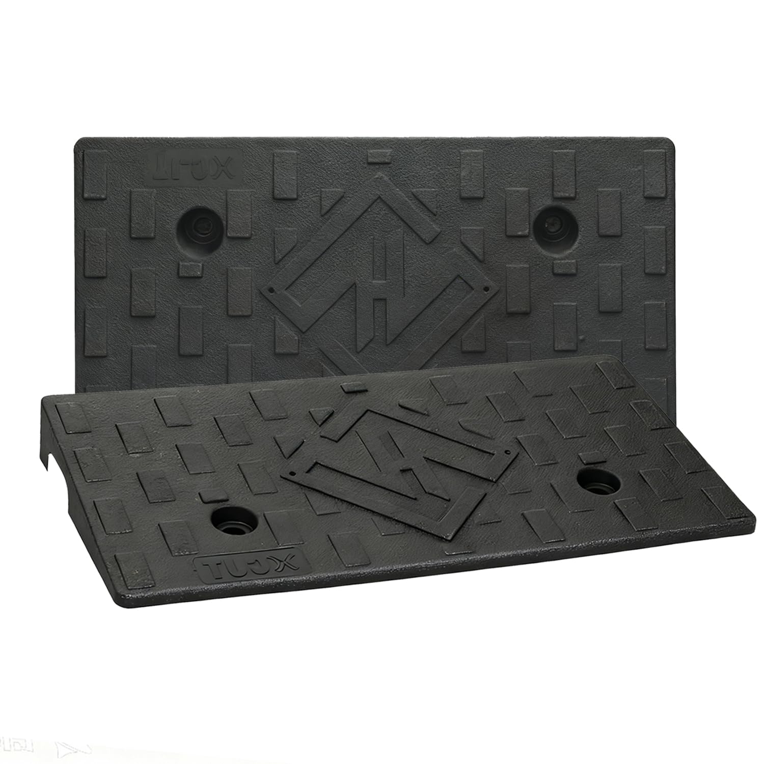 Photo 1 of 1.6" Rise 2pack Rubber Curb Ramps for Wheelchair Threshold Driveway Doorway Shed, Truck Car Motorcycle Bike Cart Lawn Mowers Angled Step Entry in Ramp, 7000lbs Heavy Duty Powersports Loading Ramp