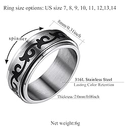 FindChic Stainless Steel Spinner Ring for Men Women