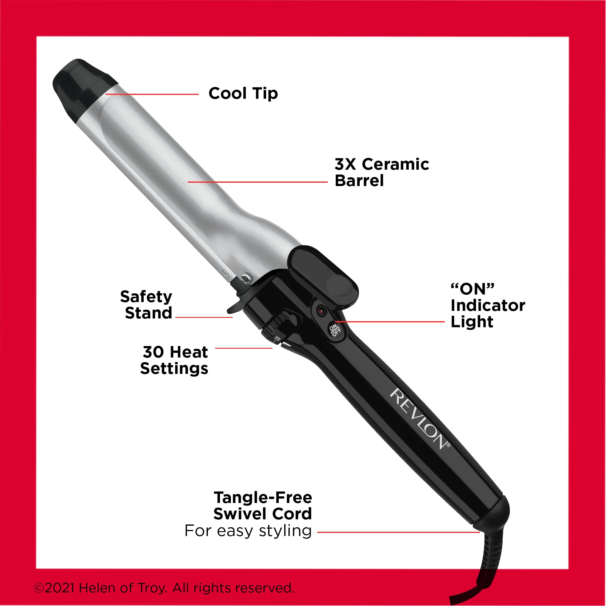 REVLON Perfect Heat Triple Ceramic Curling Iron | For Silky Smooth Tousled Curls (1-1/4 in)