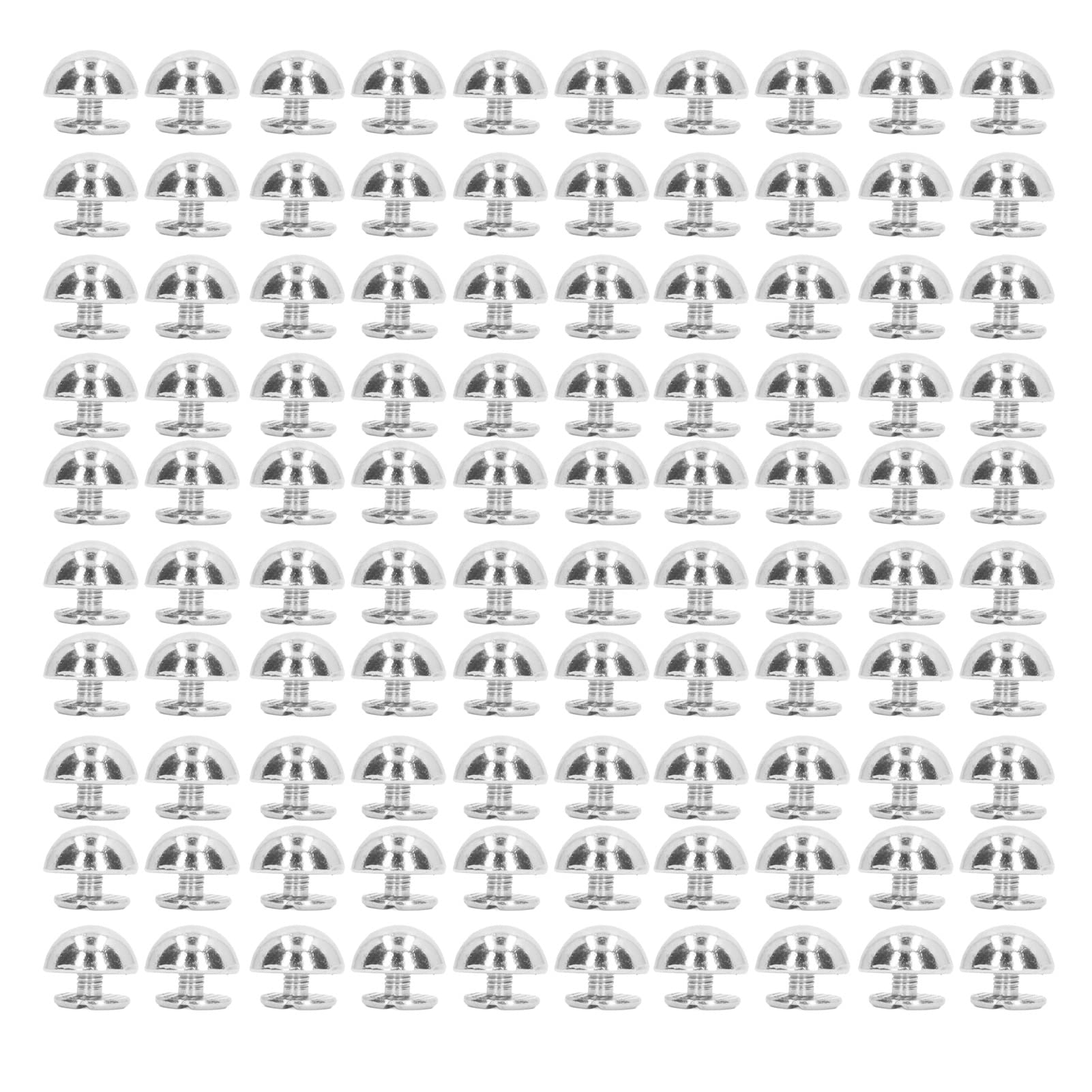 100 Sets Mushroom Rivets, 10mm Round Head Semicircle Rivet Metal Leather Decorative Studs for DIY Leather Craft Belt Wallet Handbag Punk Clothing Accessories(Silver)