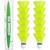 ZHENAN Badminton Birdies,Badminton Shuttlecocks for Backyard &amp; Baseball Batting Practice,12 Pack Highly Stable &amp; Durable Nylon/Goose Feather Shuttle Balls Set for Indoor Outdoor Sports