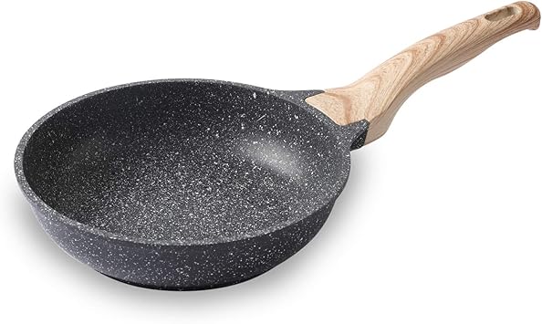 Motase Nonstick Frying Pan Skillet, Granite Coating Omelette Pan, 100% PFOA free Cookware Pan, Healthy Nonstick Stone Frying Chef's Pan Skillet, 8 Inch