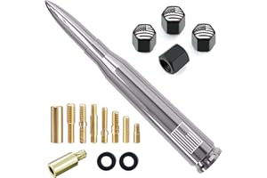 ENGIRETTE Car Truck Antenna with Tire Valve Caps American Flag Universal Short Replacement for GMC Sierra Chevy Silverado Dodge Ram 1500 2500 3500 Ford F150 F250 F350 Super Duty Raptor Accessories, Chrome