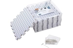 Blocking Mats for Knitting - KnitIQ Extra Thick Blocking Boards for Crochet Projects with Gridlines - 100 T-Pins and Storage Bag Included for Knitting Supplies - Standard Mat Set - Pack of 9