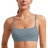 CRZ YOGA Butterluxe Adjustable Spaghetti Strap Sports Bras for Women - Scoop Neck Wireless Padded Yoga Workout Crop Top