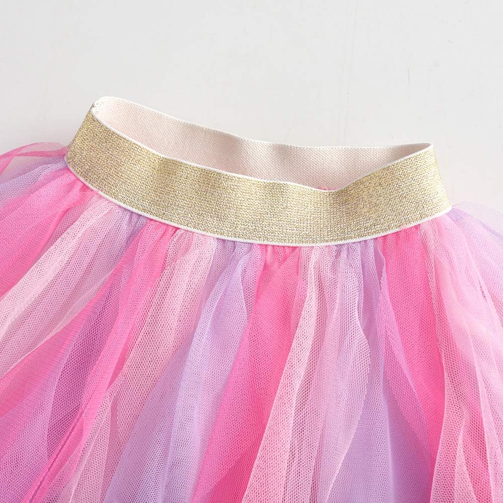 DXTON Girls Rainbow Flower Tulle Skirt Toddler Tutu Girls Clothes: Clothing