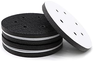 SIJDIEE 5 Pack Interface Pads, 6 Inch 6 Holes Hook and Loop Soft Density Sponge Cushion Buffer Backing Pad, Foam Sanding Interface Pads for Orbital Sander Automotive Woodworking Polishing