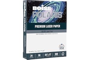 Boise POLARIS® Premium Laser Paper, 1 Ream, White, Letter Size (8 1/2" x 11"), Ream Of 500 Sheets, FSC® Certified, 24 Lb, 98 Brigtness