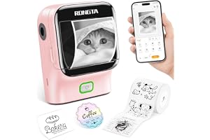 Rongta Mini Sticker Printer, Bluetooth Thermal Label Printer, Portable Inkless Label Maker Suitable for Creative Kids DIY, Diaries, Study Notes, Pink