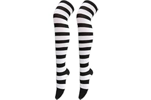 Bestjybt Women Striped Thigh High Socks Over Knee Socks Knee High Costume Stockings Leg Warmers