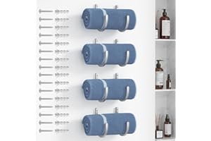 SONGSOSO Bathroom Towel Rack Wall Mounted: Bath Towel Storage for Small Bathroom,Wall Holder Towel Racks, Silver 4 Packs（8 Hooks）