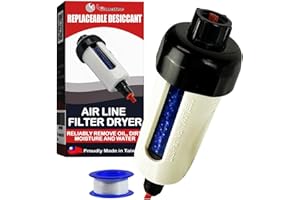 LE LEMATEC Air Dryer for Compressor with Replaceable Desiccant Element, Water Separator for Air Compressor Up to 150 PSI, Removes Moisture & Contaminants, Compatible with Pneumatic Tools ZN312-D-C1
