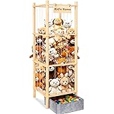 WORLDMX Stuffed Animal Storage with Toys Tray, 57In Large Wooden Stuffy Plushies Storage Holder Extra Large Capacity Stuffed Animals Zoo Organizer for Toddler Rooms, Playrooms & Bedrooms
